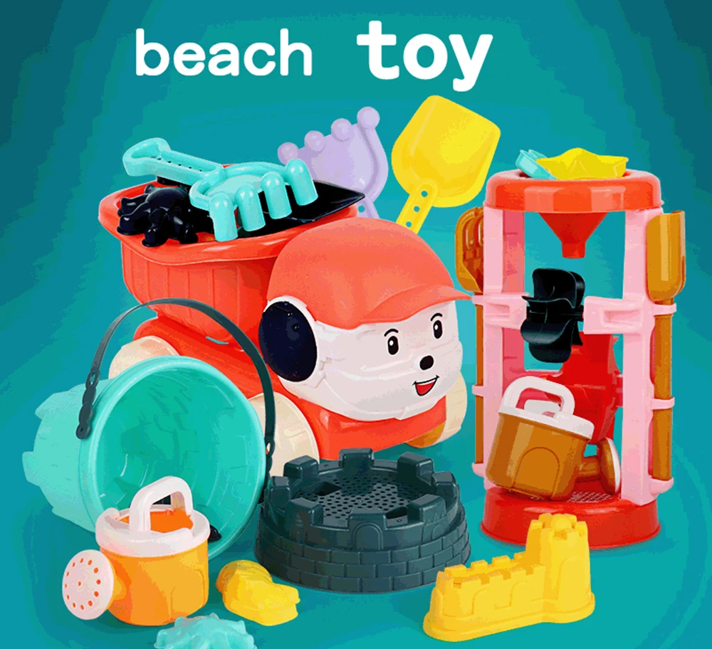 Juego de Herramientas de playa para niños, Juegos de Arena, herramientas de playa y agua, pala de cristal de arena, 7 Uds.