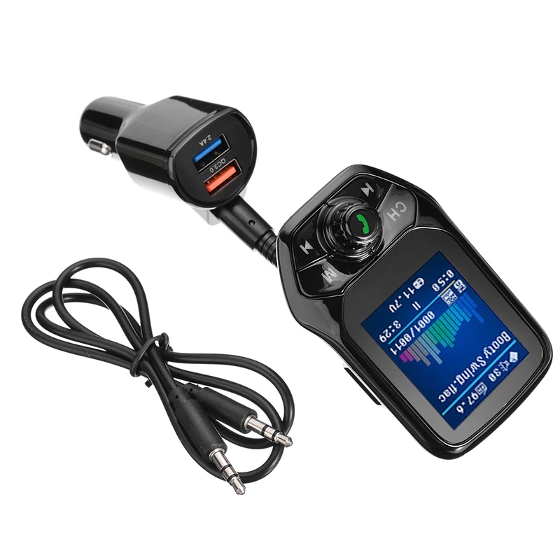 1 шт. 1,8 дюймов bluetooth V3.0, автомобильный набор, Handsfree, Автомобильный плеер T43 на тонкопленочных транзисторах на тонкоплёночных транзисторах Цвет Дисплей FM передатчик MP3 музыкальный плеер