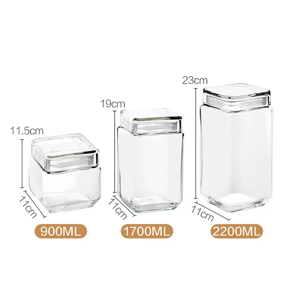 900/1700/2200ML прозрачный утолщаются Стекло Закрытая банка с крышкой Мёд бутылка Еда ящик для хранения бытовой зерна бак для хранения