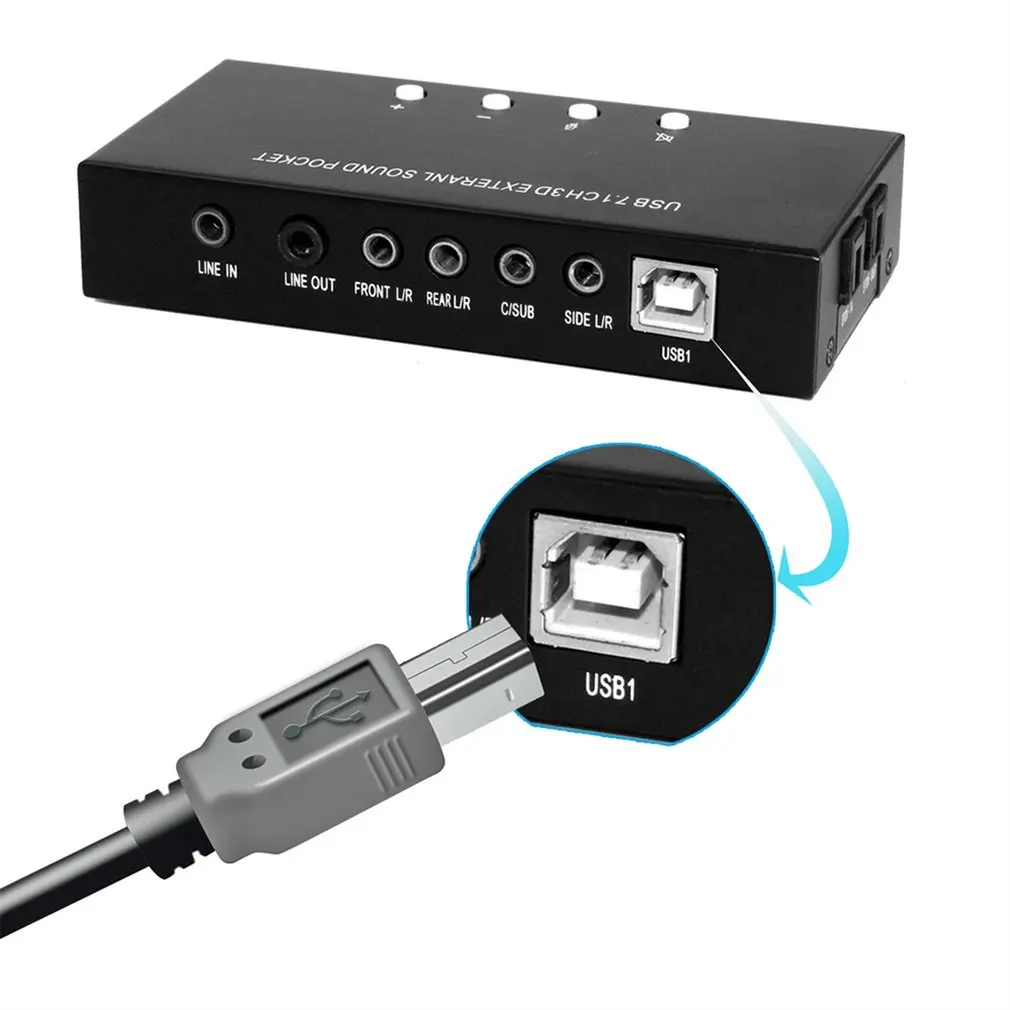 USB 7,1 внешняя звуковая карманная коробка цифровой аудио потоковой звуковой карты адаптер конвертер Черный