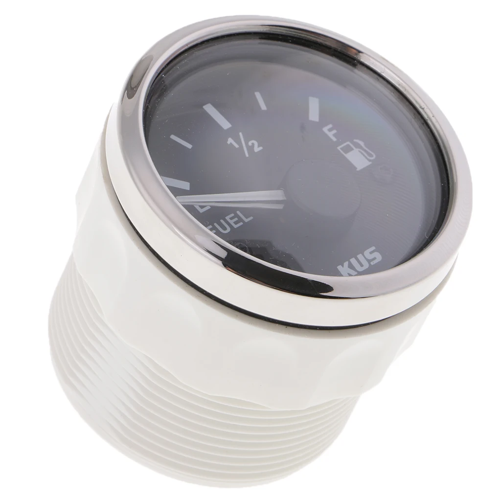 52mm / 2'' Car Boat Fuel Level Gauge Meter E-1/2-F Pointer Display Black