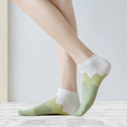 11 Color Japanese-Style Women's Socks Spring-Summer Ice Cream Gradient Colored Panel Low-Top Fashion Casual Breathable Invisible