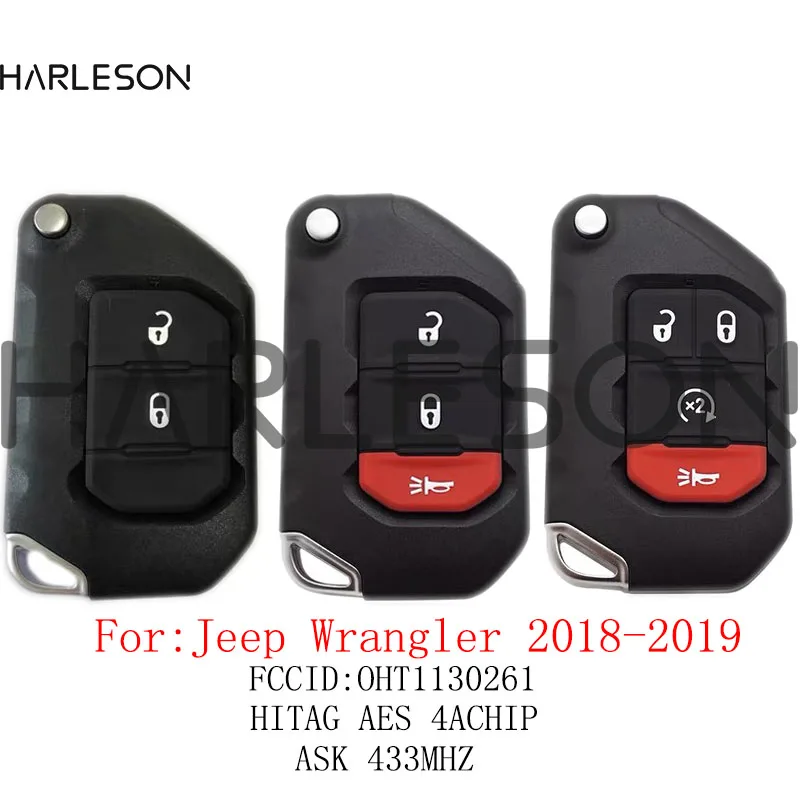 2/3/4 Button Flip Remote ASK 433MHZ PCF7939M 4A Chip for Jeep Wrangler Folding Key 2018-2019 FCCID: OHT1130261