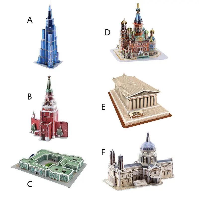 

3D Word Famous Buildings Architecture Puzzle Jigsaw Model Educational DIY Toys