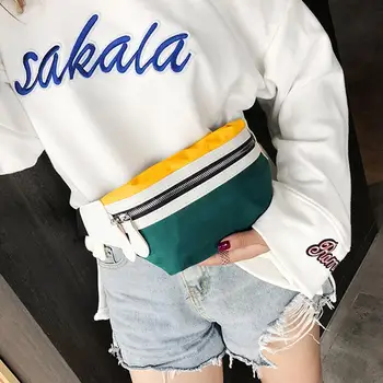 

canvas Fanny Pack Banana Waist Bag belt New Brand bag on a belt Women Waist Pack Contrast color Chest bag Phone Pouch Belly Bag