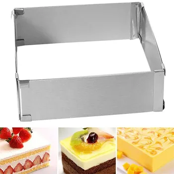 

New S/L High Quality Bakeware Stainless Steel Square Mousse Cake Moulds Fondant Decorating Adjustable Cake Tin DIY Baking Tools