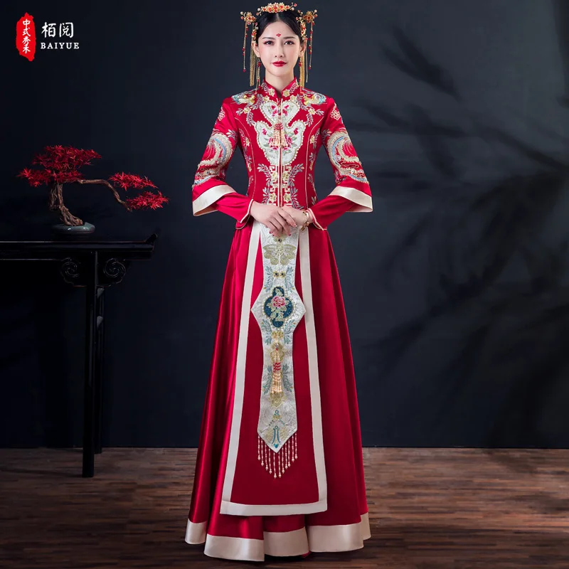 激安 専門 店 女性の花刺繍襟の衣装中国のウェディングドレスの花嫁ヴィンテージロングチャイナドレス Kitajskaya Odezhda ゲーミングノートpc Aquismon Slp Gob Mx