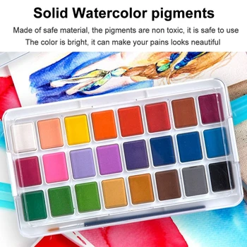 

Painting Art Supplies Kids Portable Students Stationery 24 Colors Solid Watercolor Set Professional Gift Brush Pen School