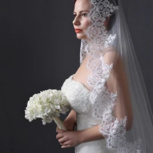 Один кремовыми и розовыми рюшами в несколько слоев с пайетками, Соборные Свадебные фаты 1 яруса свадебная фата Винтаж кружева 3 м