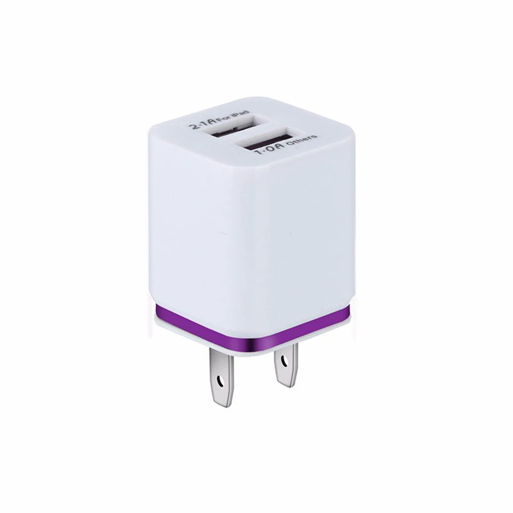 03 US PURPLE 2.1A двойное USB Пномпень покрытие мобильного телефона зарядное устройство универсальное умное зарядное устройство короткого замыкания и защита от перенапряжения для Iphone X - Цвет: 03 US PURPLE