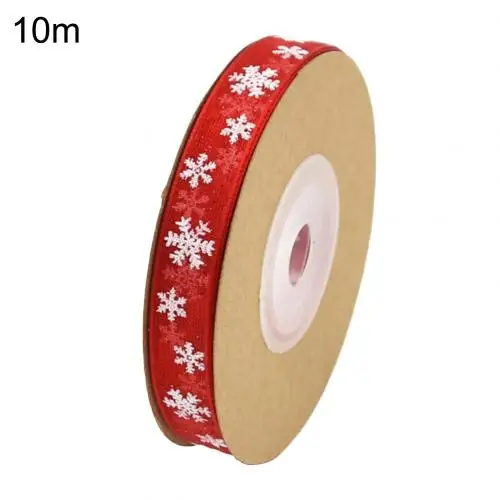 1cm 10m Red 10/20m Christmas Transparent Snowflake Organza Ribbon DIY Gift Wrapping Decor Clearsnowflake design add more festive atmospheres - Цвет: 1cm 10m Red