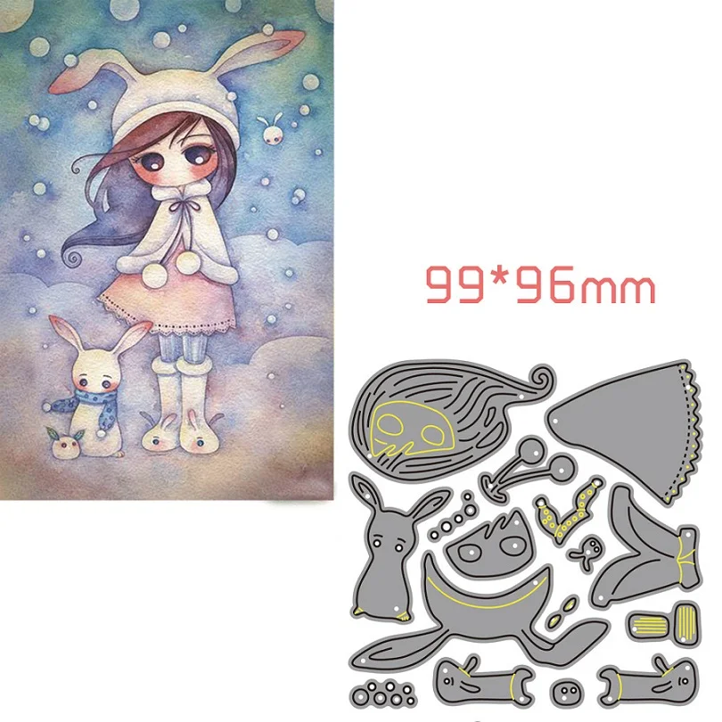 

new girl to metal dies cutting for scrapbooking dies for paper card making little doll lovly flower girl 2019 Snowing rabbit