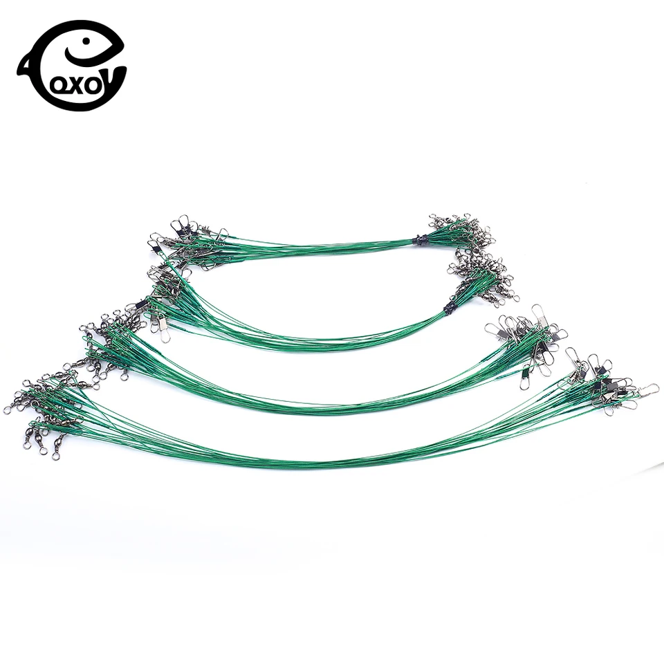 50 Stück Angeldraht Vorfächer Edelstahl - 15/20/25cm Mit Wirbeln & Haken Für Süß- & Salzwasser