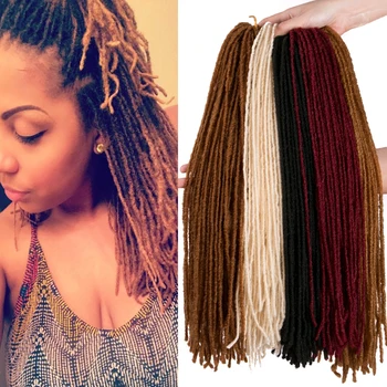 

Soft Crochet Dreadlocks Hair Extension 18 inch thin Locks Afro crochet hair Synthetic Hair Braiding Burgundy