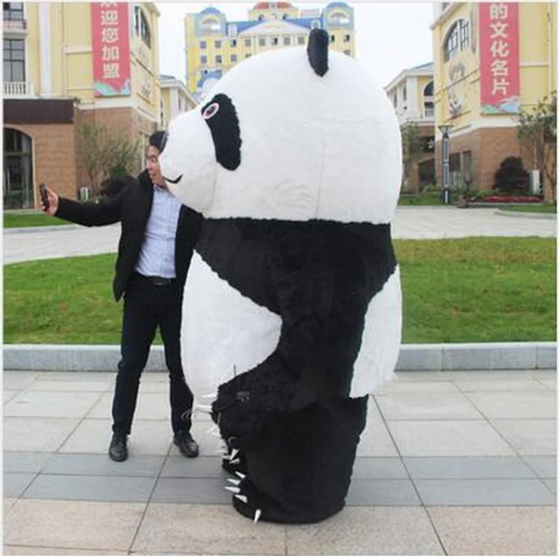 Стиль, короткий плюшевый надувной маскарадный костюм, панда, полярный медведь, высота 2 м, подгонка для взрослых, подходит для роста 1,65 м
