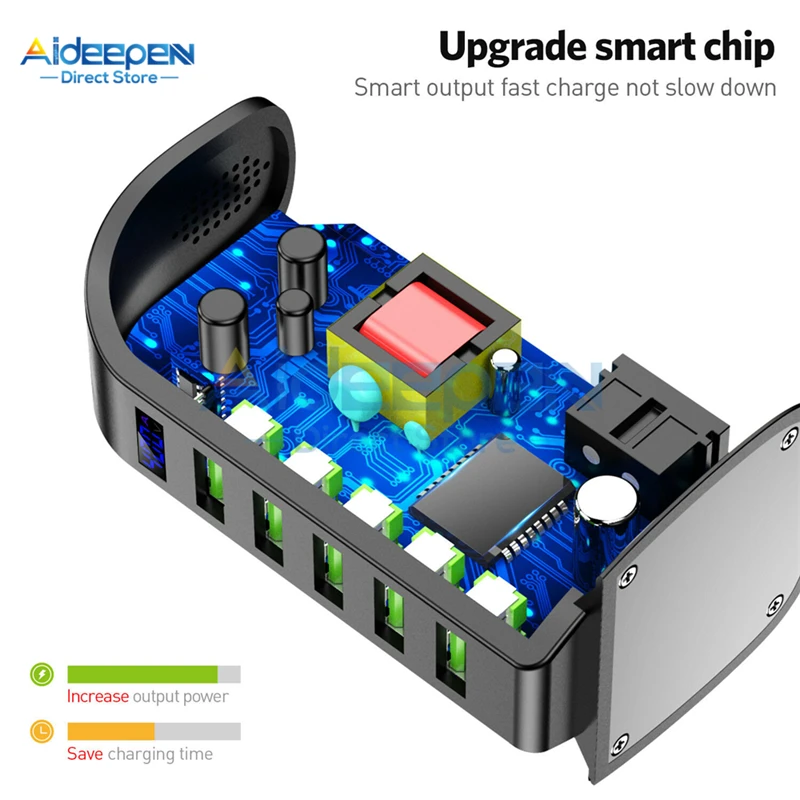 5 портов Мульти USB зарядное устройство светодиодный дисплей док-станция для зарядки с USB универсальный мобильный телефон Настольный настенный домашний зарядное устройство s EU US UK штекер