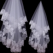 Elegant Soft Tulle Short One-layer 1.5 Meters Bridal Waltz Veil White Polyester Ivory Applique Wedding Accessories for Women