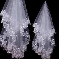 Elegant Soft Tulle Short One-layer 1.5 Meters Bridal Waltz Veil White Polyester Ivory Applique Wedding Accessories for Women