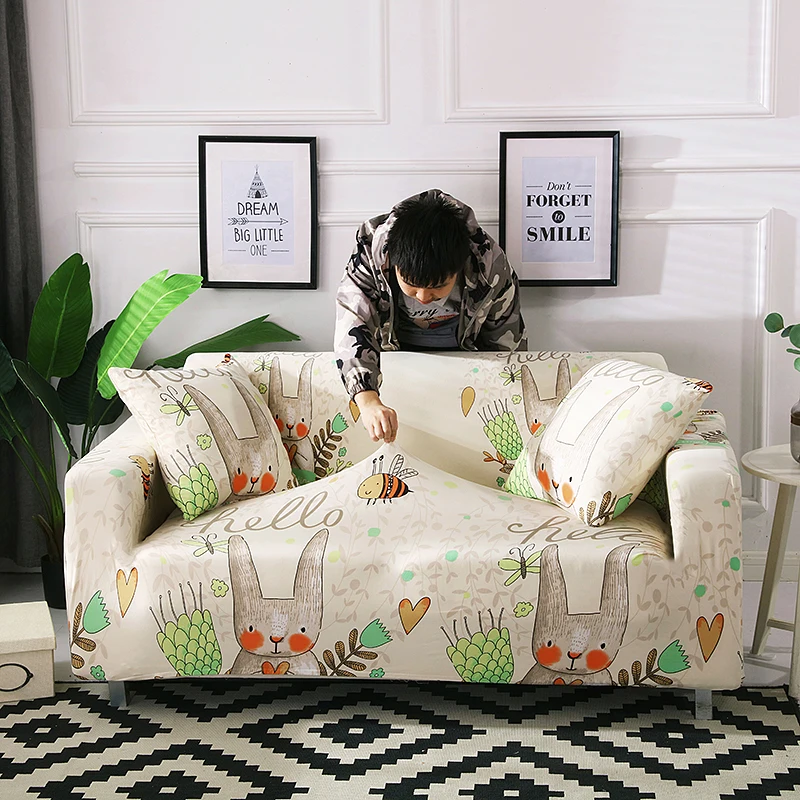 Мультяшные резиновые чехлы для дивана в гостиную эластичный чехол хлопковый