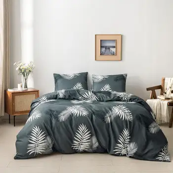 

Simple Bedding Set RU size Students Bedclothes Quilt Cover Pillowcase Sheet Palm Leaf 1.5m/ 2.0m Bed Duvet Cover Set Adults