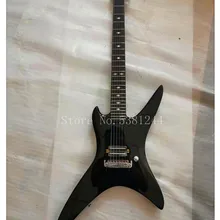 Электрогитары, черная гитара специальной формы, золотые аксессуары, гриф из черного дерева, настраиваемая гитара