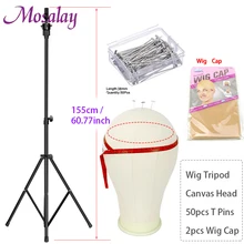 

Canvas Block Head With Adjustable Wig Tripod Stand Holder For Hair Extension wigs Making Display Styling mannequin Manikin Head