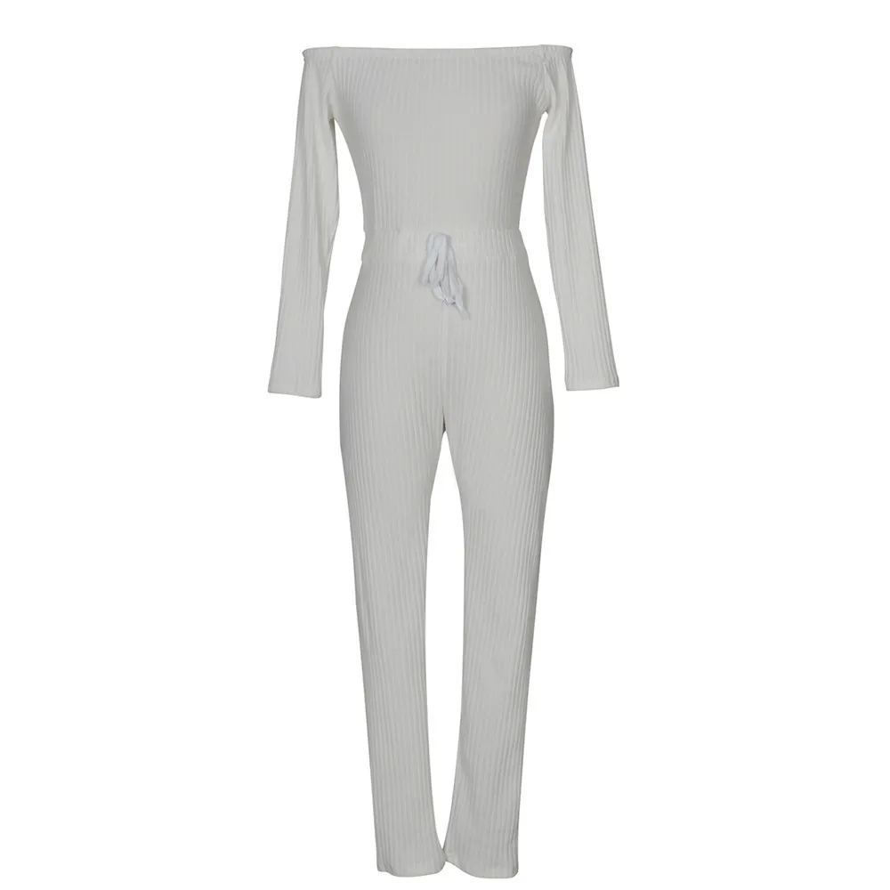 KANCOOLD женский комбинезон с принтом из прозрачной сетки, сексуальный комбинезон с открытыми плечами и длинными расклешенными рукавами, Облегающий комбинезон, комплект одежды - Цвет: Белый