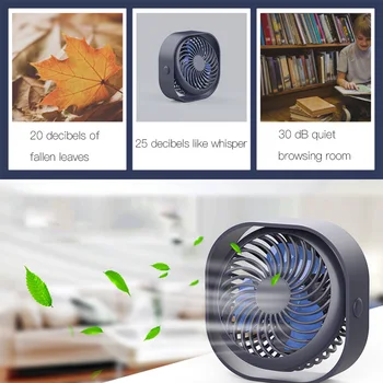 

3 Speed Mini USB Desktop Fan Personal Portable Cooling Fan with 360 Rotation Adjustable Angle for Office Household Traveling