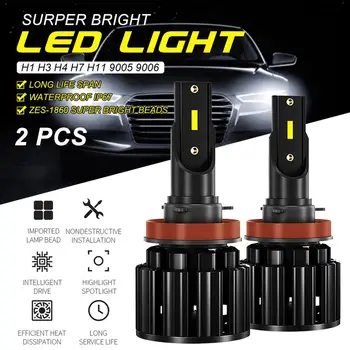 

2Pieces LED H1 H3 H7 H4 H13 H11 9004 880 9007 Auto S2 Car Headlight Bulbs 72W 8000LM 6500K for 9V to 36V 200M lighting range
