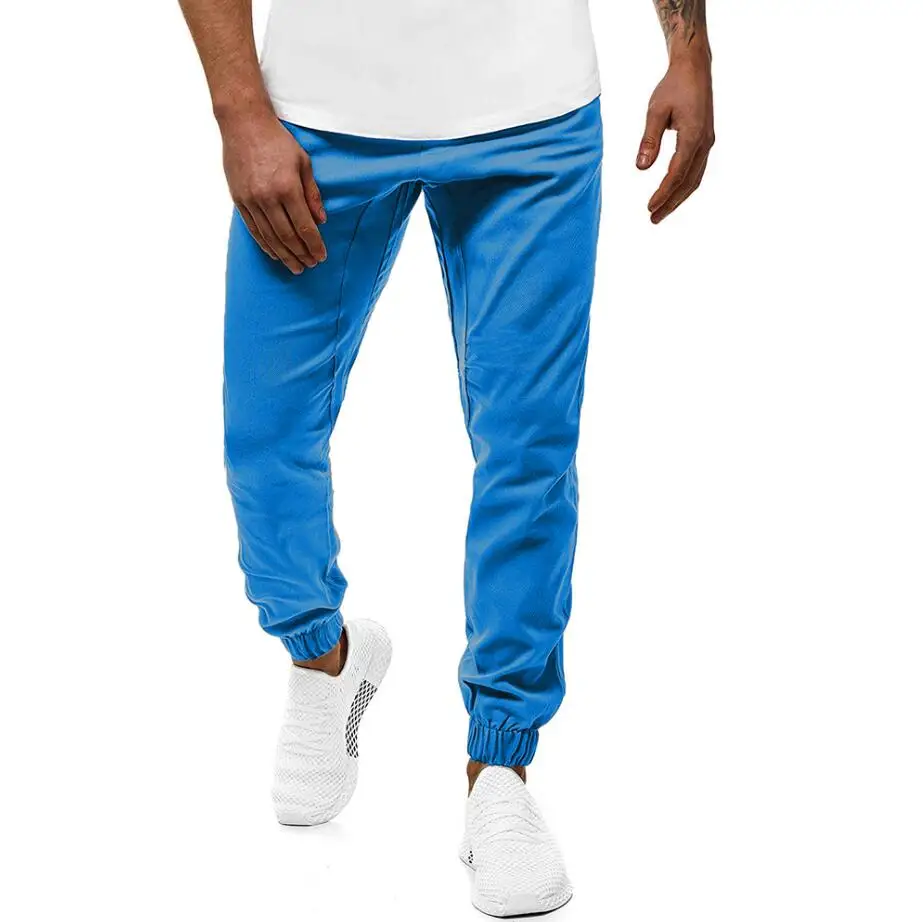 Повседневные длинные брюки осень классический однотонный цветной карандаш брюки мужские хип хоп 7 цветов джоггеры штаны с эластичной резинкой на талии Pantalones Hombre - Цвет: Blue Joggers Men