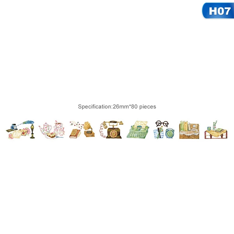 Fresh Watercolor Collage Crystal Coffee House Fireworks Stamp Decoration Washi Tape DIY Planner Diary Scrapbooking Masking Tape - Цвет: 07 26mm