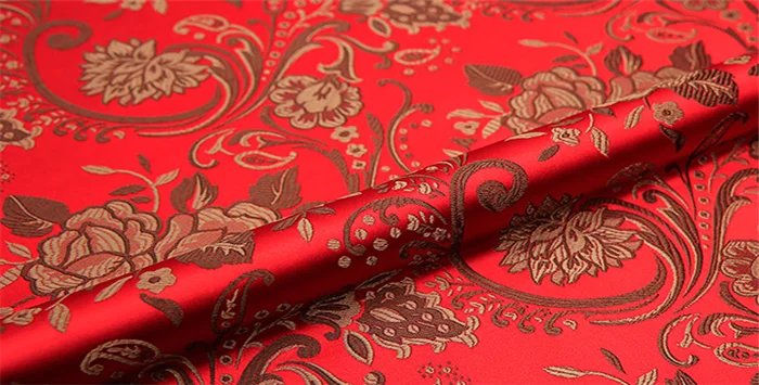 Винтажная парча с цветком пиона, шелковая жаккардовая ткань для традиционного китайского свадебного платья