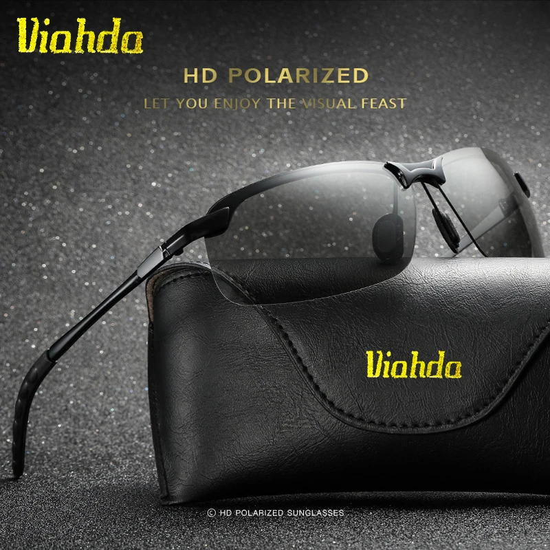 VIAHDA, сплав, фотохромные солнцезащитные очки, мужские поляризованные очки, меняющие цвет, солнцезащитные очки, очки для вождения
