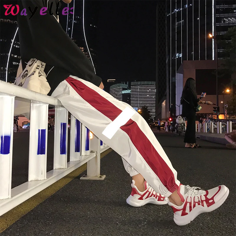 Men Reflective Strips Beam Foot Sports Pants Spring Summer Hip Hop Streetweat Mens Pants Lightweight Casual Loose Sweat Pants