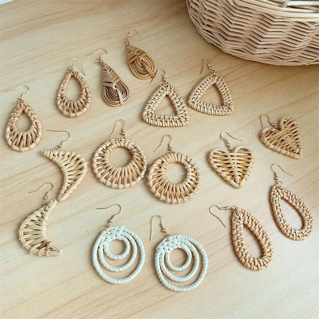 Серьги для женщин Роскошные модные женские бамбуковые Ротанговые