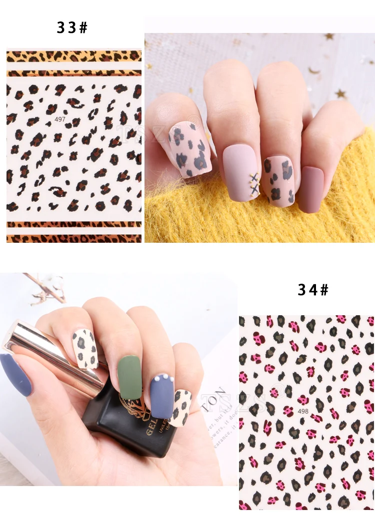 1 sheet/lot Autumn and winter nails leopard stickers three-dimensional Sexy Designs Women Slider Decalsnail decoration nail art