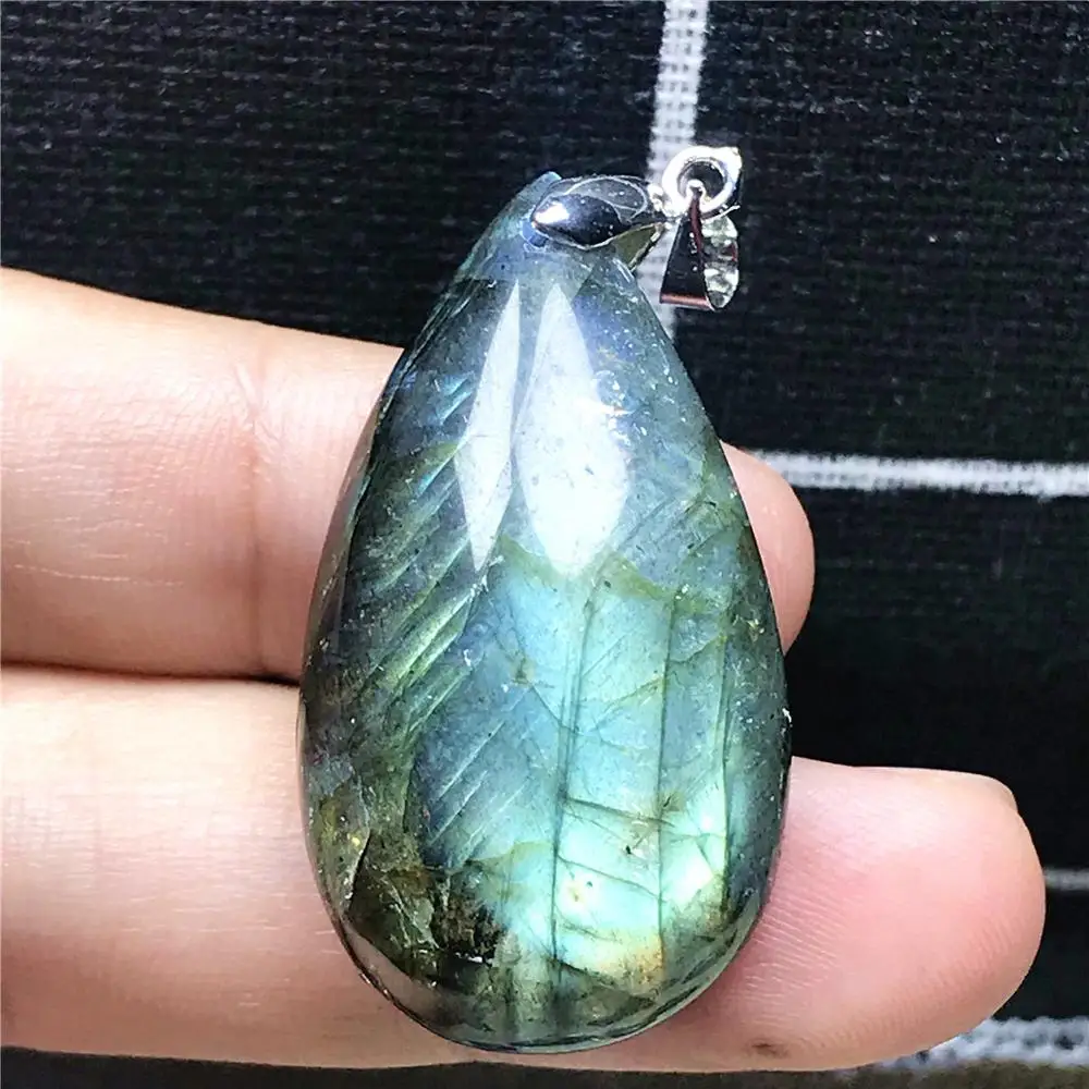 

Top Natural Blue Light Labradorite Pendant For Woman Lady Man Crystal 36x20x10mm Beads Water Drop Moonstone Stone Jewelry AAAAA