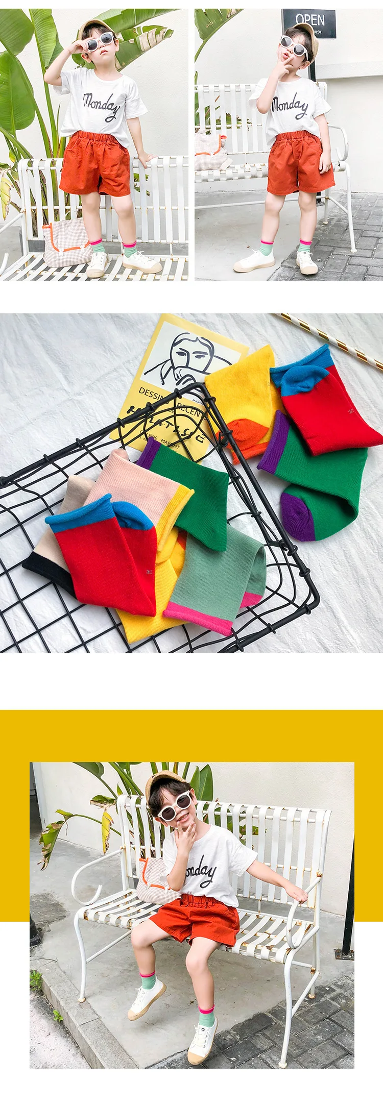 Summer New Style Children Short Socks Thin Mixed Colors Crimping Short Socks Pure Cotton Breathable CHILDREN'S Socks Wholes