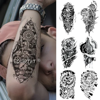 

Mechanical Gear Arm Temporary Tattoo Sticker Bionic Waterproof Tatto 3D Robot Metal Body Art Fake Tatoo Men Women