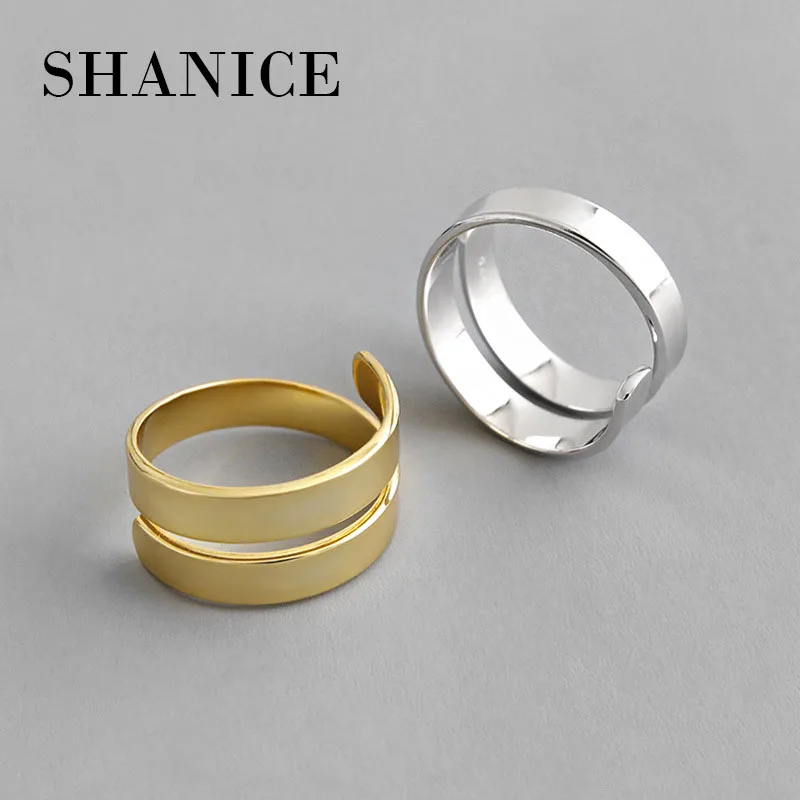 SHANICE 925 пробы Серебряное Открытое кольцо INS нишевое простое Двухслойное гладкое