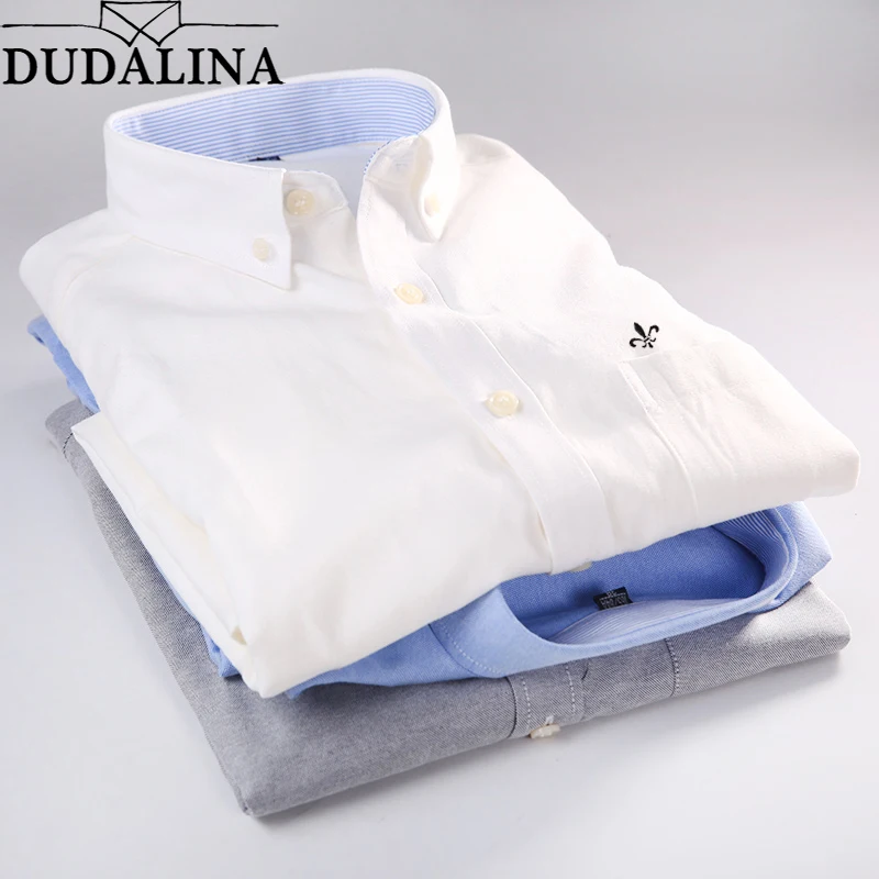 

Dudalina Camisa Social Masculina Manga short Oxford Male Shirts Men Shirt Brand Clothing Casual Slim Fit Chemise Homme