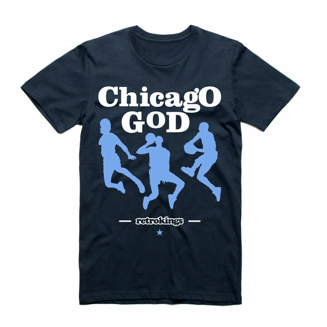 Новая футболка в стиле ретро Kings CHICAGO GOD AJ1 UNC OBSIDIAN темно-синяя для мужчин и женщин