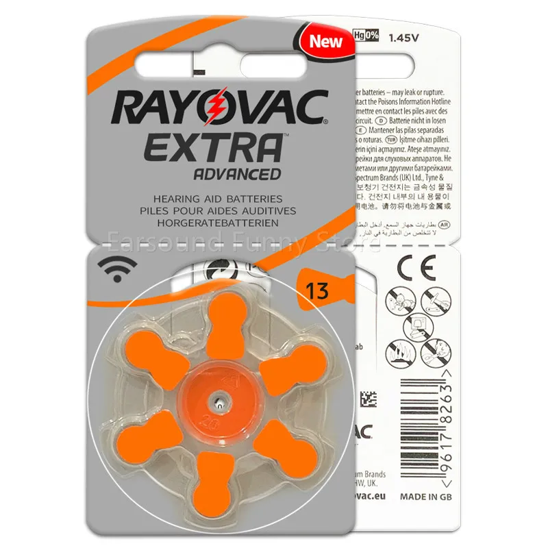 60 шт. RAYOVAC дополнительный цинк воздуха слуховой аппарат батареи A13 13A 13 P13 PR48 слуховой аппарат батареи A13