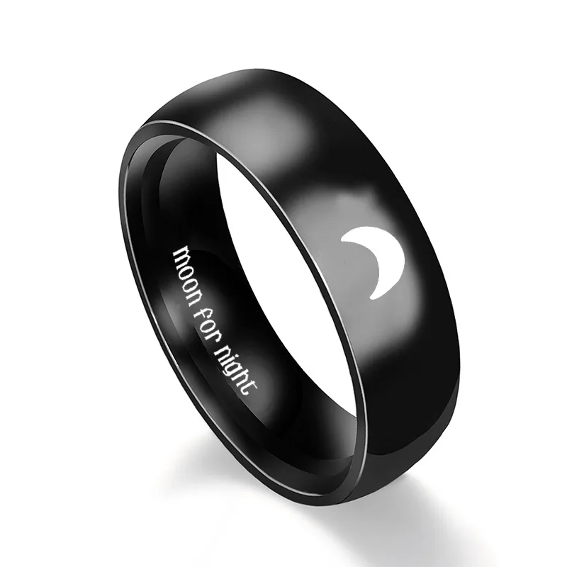 AsJerlya Stainless Steel Couple Rings Sun For Morning Moon For Night Ring For Women Men Couples Ring Jewelry Accessories кольцо 5