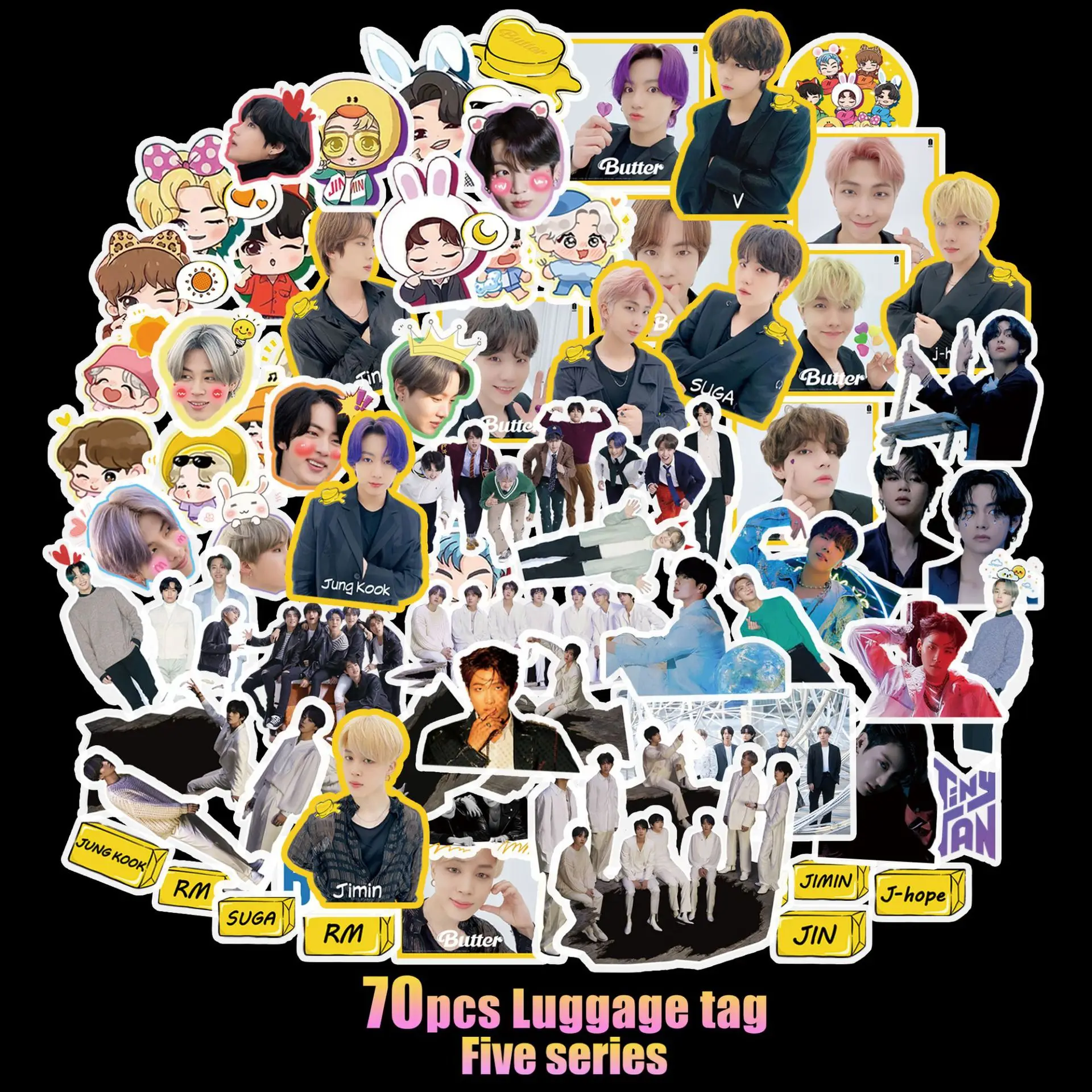 70Pcs Korean Kpop Star Bangtan Boys butter Stickers Waterproof Graffiti for Luggage Laptop Fridge Car DIY Idols Decals | Украшения и