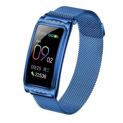 Синий New Luxury Bluetooth Smart Watch Fashion Lady Smart Bracelet Heart Rate Blood Pressure Blood Oxygen Smartwatch Women Smart band - Цвет: Синий