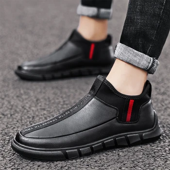 

Spring 2020 Man High Top Leather Shoes Top Quality Men Youth Casual Shoes Black Walking Footwear Designer Sneakers For Mens