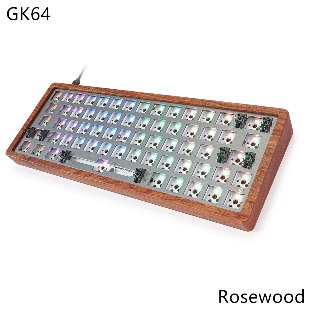 Rosewood GK64 GK64 механическая клавиатура комплект без сварки RGB Tyce-c GH60 Gateron Cherry MX - Цвет: Rosewood GK64