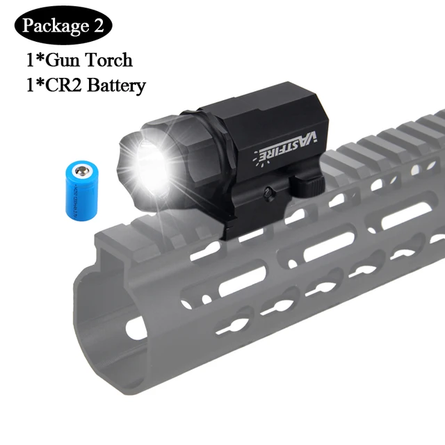2000LM R5 LED Flashlight Weapon Red Laser Compact Pistol Gun Rail Light