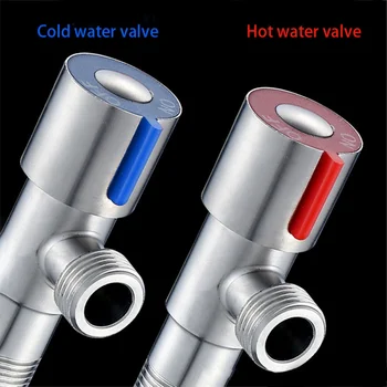 

Stainless Steel Hot and Cold Water Valve 3-way Flow Control Valve G1/2 Thread Bathroom Angle Valve Red Blue Easy Distinguish
